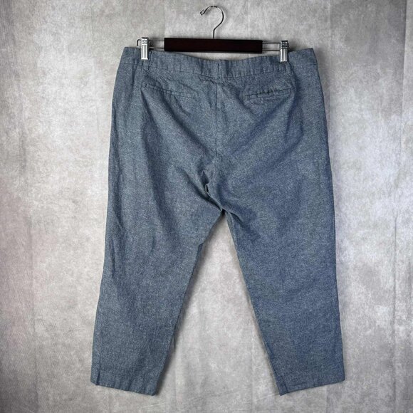 J.Crew City Fit Chambray Crop Pants Size 14 Linen Cotton Blend Blue Trousers - Picture 3 of 6